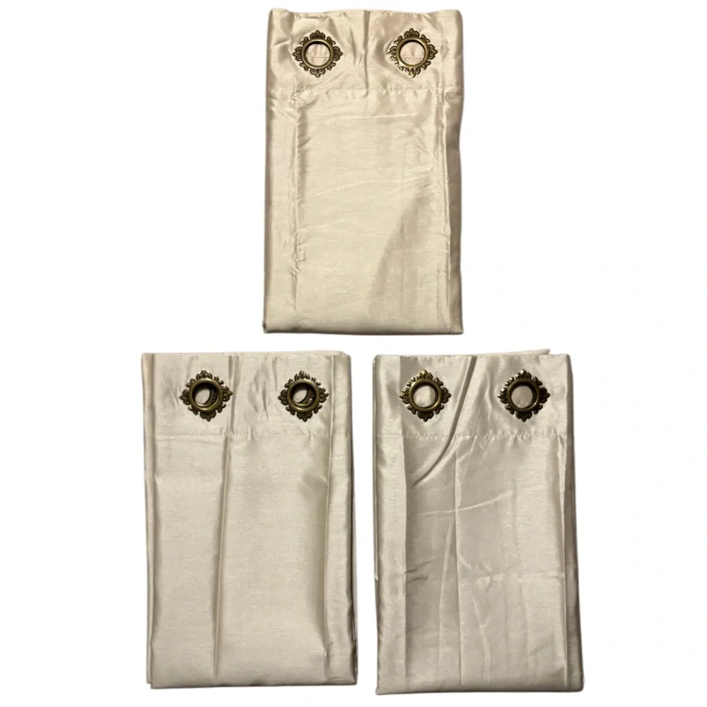 Luxury Gold Curtains Long Grommet Top 3 Pc Set JCPenney Royal Velvet Beige Gold